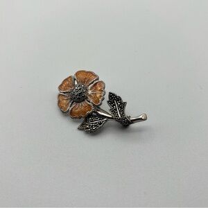 Vintage Judith Jack Sterling Silver and Marcasite Flower Brooch